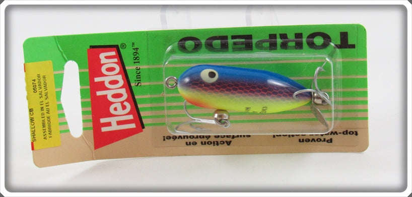 Vintage Heddon Fluorescent Clown Tiny Torpedo Lure On Card