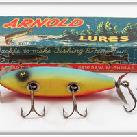 Arnold Tackle Corp Blue, Yellow & Red Fire Plug Wounded Minnow In Box