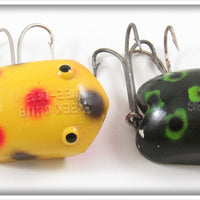 Vintage Creek Chub Yellow Spotted & Frog Plastic Wee Dee Lure Pair