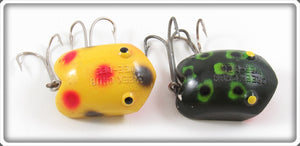 Vintage Creek Chub Yellow Spotted & Frog Plastic Wee Dee Lure Pair