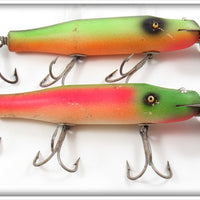 Vintage Creek Chub Fireplug & Rainbow Fire Snook Pikie Pair