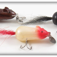 Creek Chub Copper, Black & Red Head Mitie Field Mouse Lot Of Three Lures