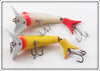 Creek Chub Red & White And Yellow Spotted Top N Pop Pair