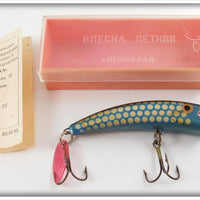 Vintage Unknown Polish Or Russian Blue Spotted Lure In Box
