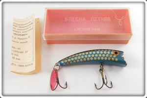 Vintage Unknown Polish Or Russian Blue Spotted Lure In Box