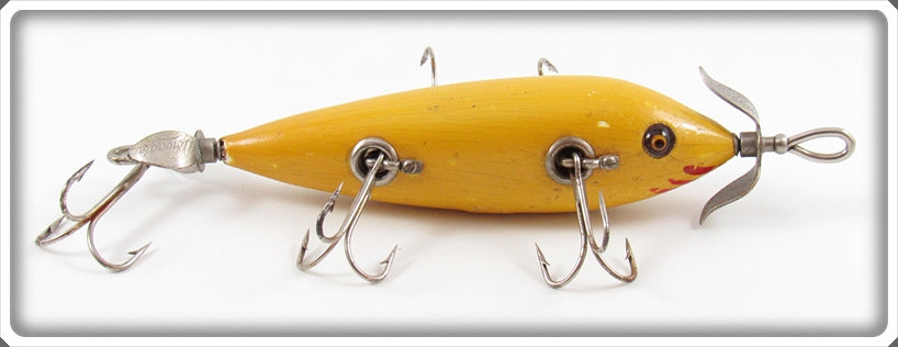 Vintage Heddon Solid Yellow Five Hook Dowagiac Minnow 159Y 