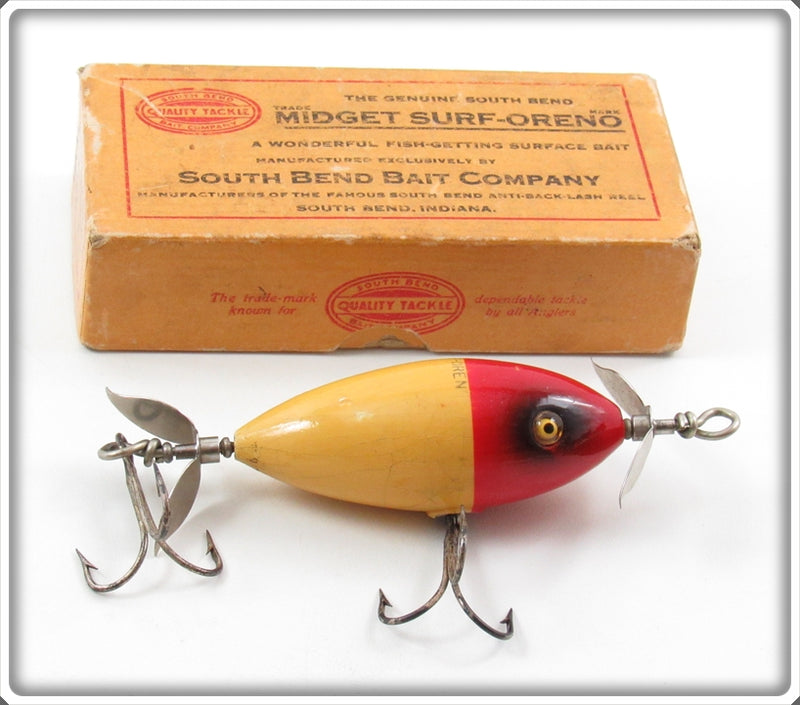 South Bend Red Head White Midget Surf Oreno Lure In Intro Box 962 RH