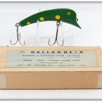 Vintage R - K Tackle Co Green & Yellow Hollowhead Lure In Box