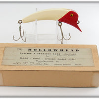 Vintage R - K Tackle Co White & Red Hollowhead Lure In Box
