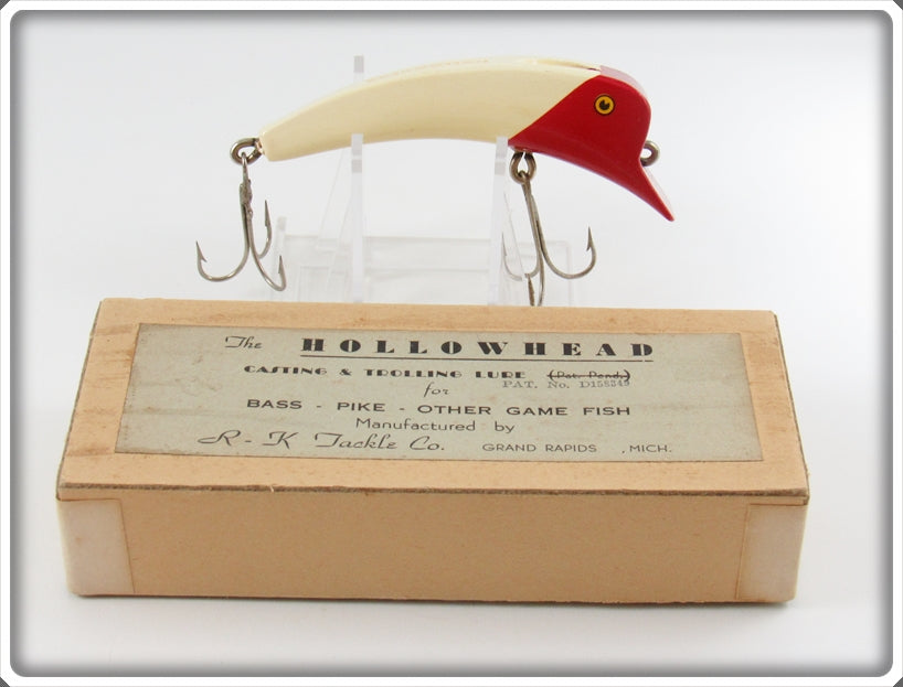 Vintage R - K Tackle Co White & Red Hollowhead Lure In Box