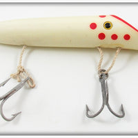 Vintage Harris White Red Dot Size 5 Salmon Plug Lure