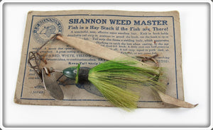 Vintage J.P. Shannon Co Green Weed Master Lure On Card