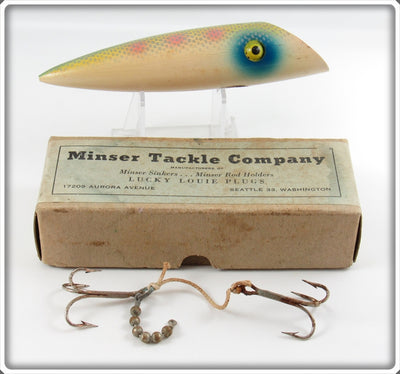 Minser Tackle Co Silver Scale Pink Spots Lucky Louie Salmon Plug In Box