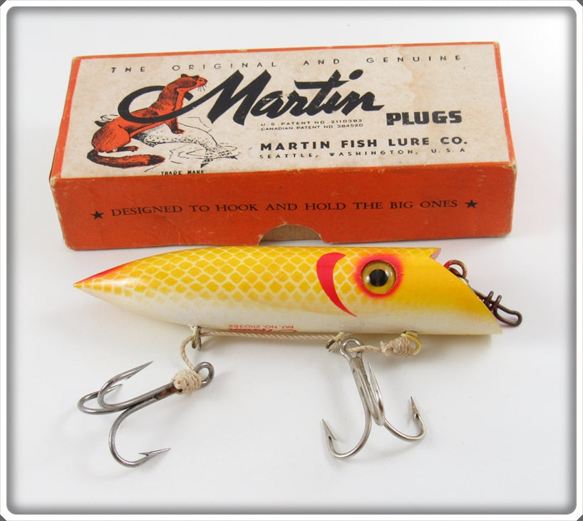 Vintage Martin Yellow Red Gill Salmon Plug In Box