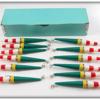 12 Vintage Ideal Fishing Float Co. Sensitive Floats In Dealer Box