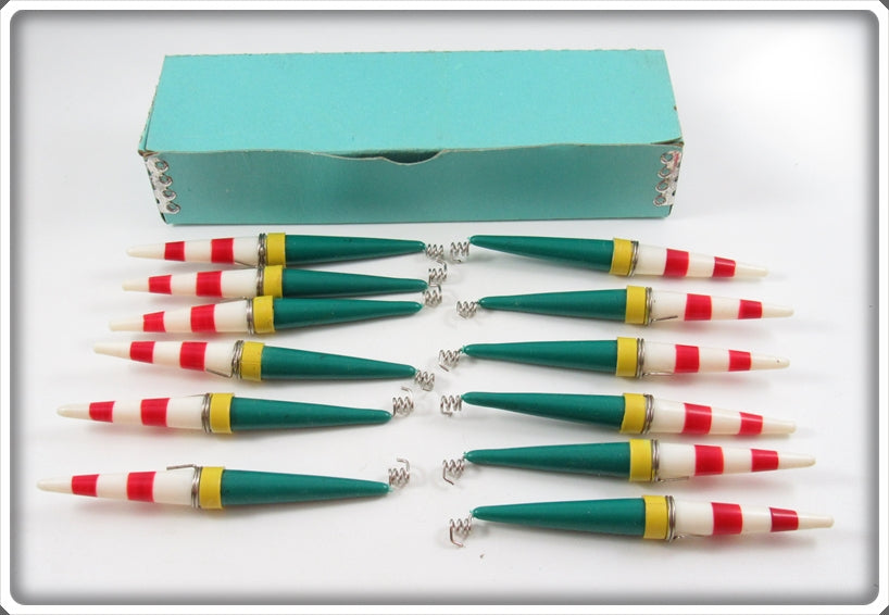 12 Vintage Ideal Fishing Float Co. Sensitive Floats In Dealer Box