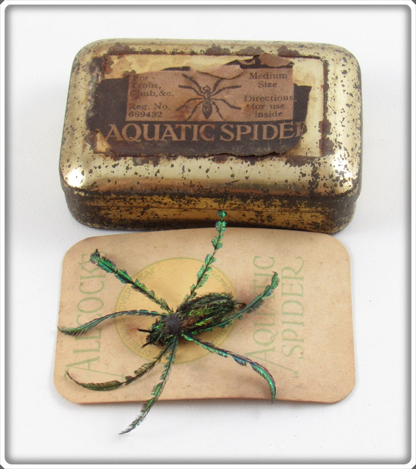 Vintage S. Allcock & Co Allcock's Aquatic Spider Lure In Tin