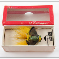 Vintage Heddon Dark Green Bass Bug Spook Lure In Box 975 DG