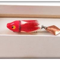 Heddon White & Red Fly Rod Flaptail In Box 720 WR