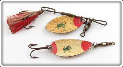 Vintage Pflueger Spinner & Spoon Lure With Frogs Painted On 