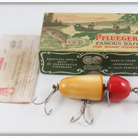 Vintage Pflueger White Red Head Globe Lure In Box