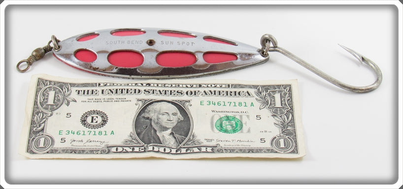 Vintage South Bend Chrome & Red 5" Musky Sun Spot Spoon Lure