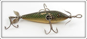 Vintage Heddon Green Scale 100 Dowagiac Minnow Lure 109D