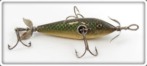 Vintage Heddon Green Scale 100 Dowagiac Minnow Lure 109D