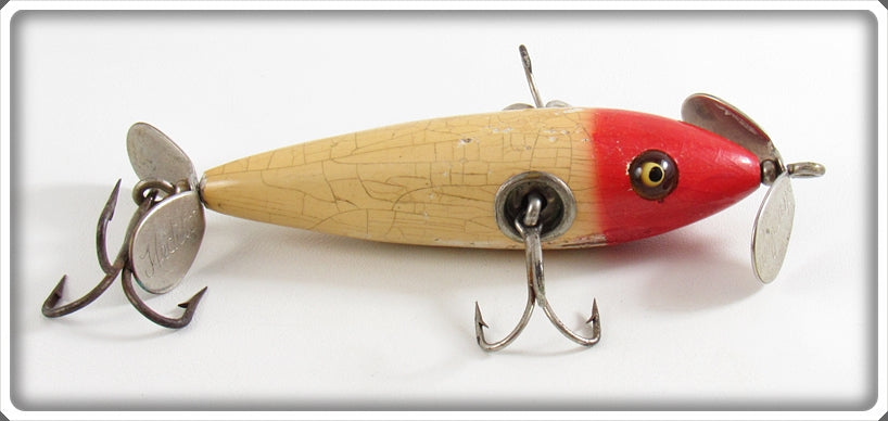Vintage Heddon White & Red 100 Minnow Lure With Stanley Props