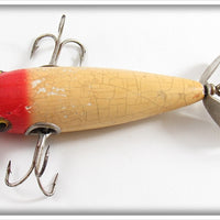 Heddon White & Red 100 Minnow With Stanley Props