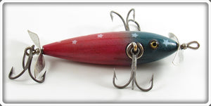 Jitterbug Jones Red, White & Blue Repainted Pflueger Neverfail Minnow