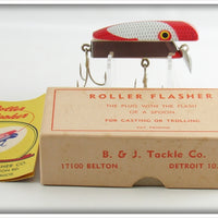 B. & J. Tackle Co White & Red With Scales Roller Flasher Lure In Box