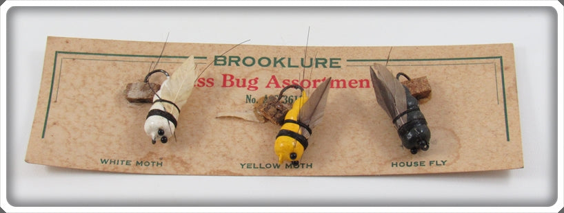 Vintage Wright & McGill Brooklure Bass Bug Fly Lure Assortment On Card
