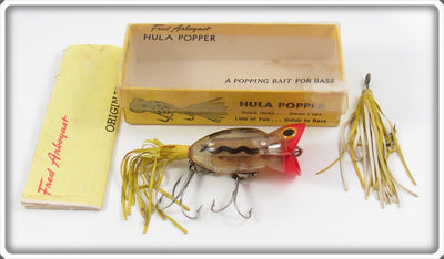 Arbogast Clear Red Head Black Snake Line 5/8 Ounce Hula Popper In Box