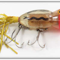 Arbogast Clear Ghost Red Head Black Snake Line 5/8 Ounce Hula Popper In Box