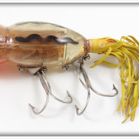 Arbogast Clear Ghost Red Head Black Snake Line 5/8 Ounce Hula Popper In Box