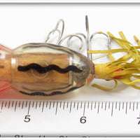 Arbogast Clear Ghost Red Head Black Snake Line 5/8 Ounce Hula Popper In Box