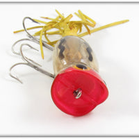 Arbogast Clear Ghost Red Head Black Snake Line 5/8 Ounce Hula Popper In Box