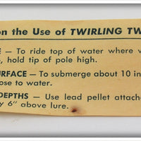 Watt Tackle Co Orange,Green, Blue, White & Red Twirling Twirp In Box