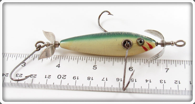 Vintage Pflueger Green Crackleback Jersey Rigged Neverfail Minnow Lure