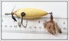 Heddon White With Blue Crackleback Head 400 Bucktail Surface Minnow