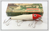 Vintage Pflueger White Red Head Mustang Lure In Box 9596
