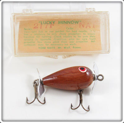 Vintage York Baits Natural Finish Lucky Minnow Lure In Box