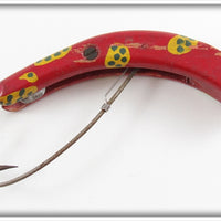 Ideel Fish Lures Red With Yellow Dots Wooden Weeder Lure