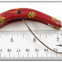 Ideel Fish Lures Red With Yellow Dots Wooden Weeder