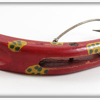 Ideel Fish Lures Red With Yellow Dots Wooden Weeder