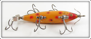 Vintage Heddon Spotted Orange Dowagiac Minnow Lure 150 SO