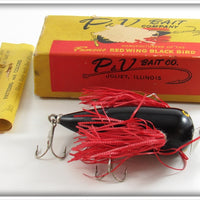 P & V Bait Co Black Red Wings Red Wing Black Bird In Box