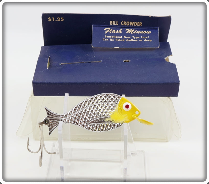 Vintage Bill Crowder Yellow Flash Minnow Lure In Box