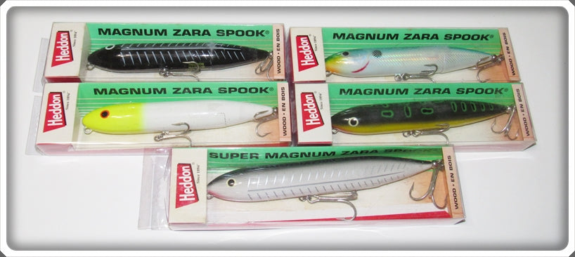 Heddon Lot Of Five Magnum Zara Spook Lures In Boxes